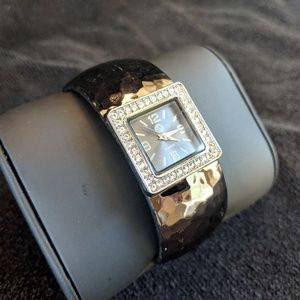 RJ GRAZIANO CHOCOLATE HAMMERED CUFF WATCH